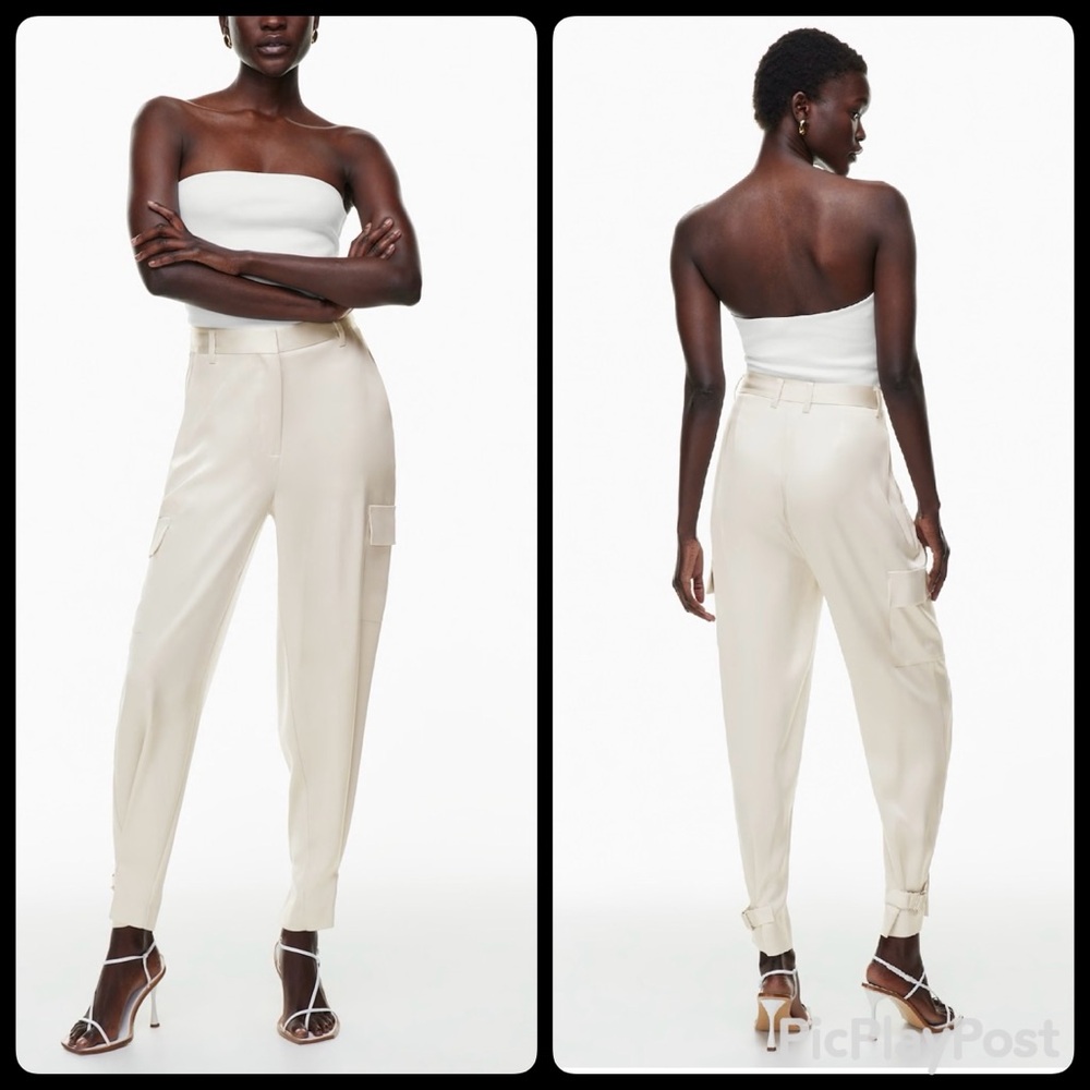 NWT Aritzia Babaton High-Waist Refined Satin Cargo Pants (Size 10)